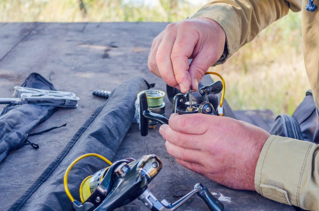 a man building a fishing rod